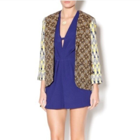 Collective Concepts Moroccan Inspired Aztec Dazer Open Front Blazer - Picture 1 of 4
